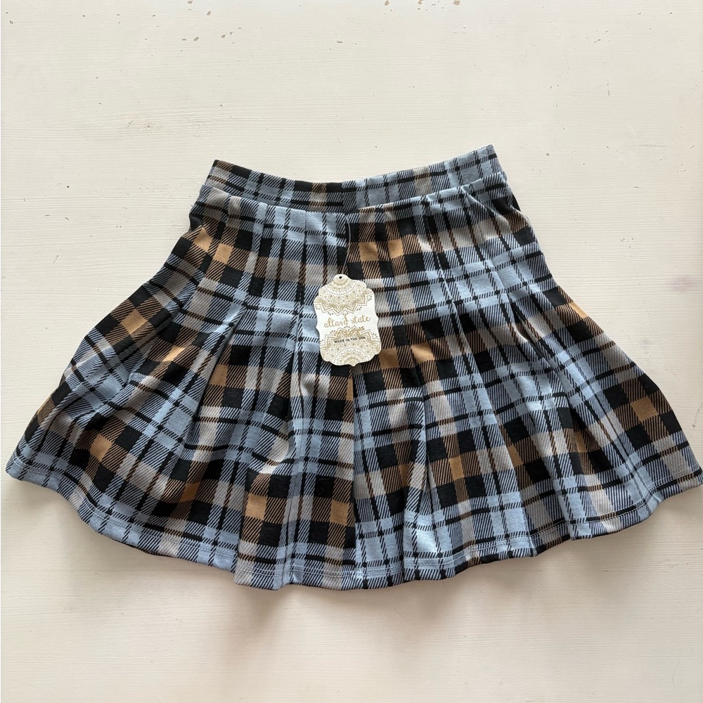 Altar'd State Blue and Black Plaid Skater Skirt